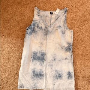 GAP Blue and Cream Tie-Dye Tank Top